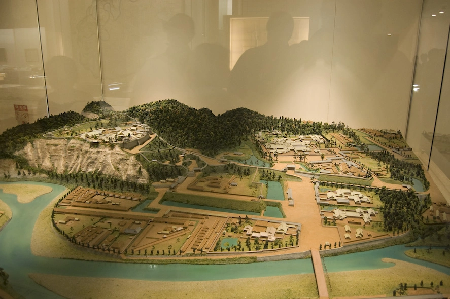 Maqueta de la zona de Sendai donde ahora están los campus Kawauchi, Aobayama y el propio museo.