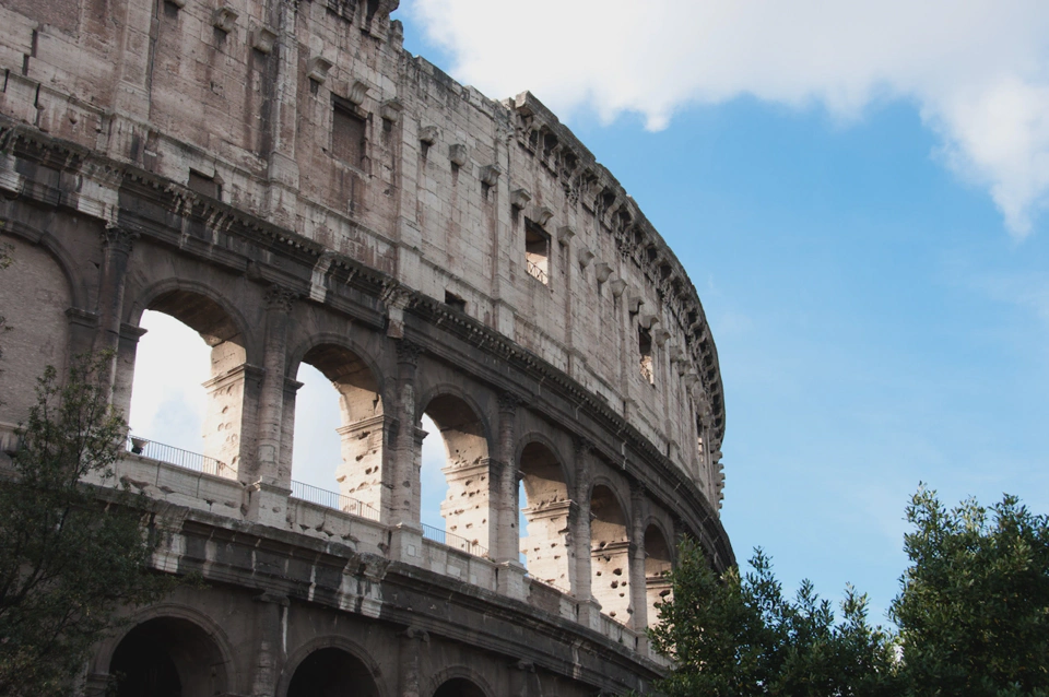 An outside view of the Colosseum.