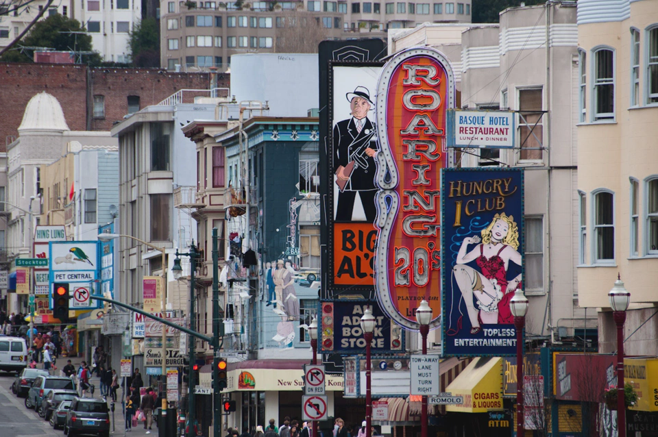 One of the areas of San Francisco that becomes more lively at night.